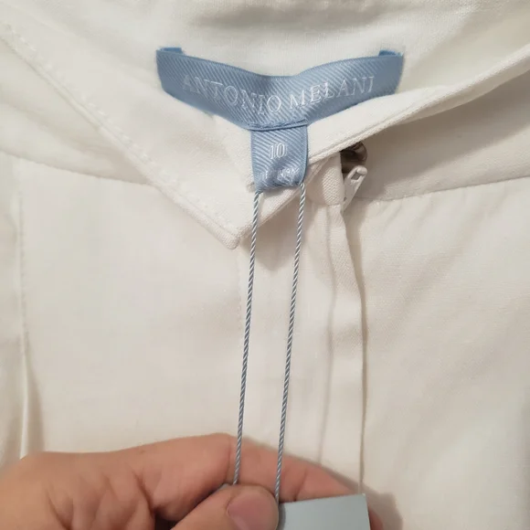 ANTONIO MELANI White Linen Wide Leg Pants, 10 - Picture 2 of 5